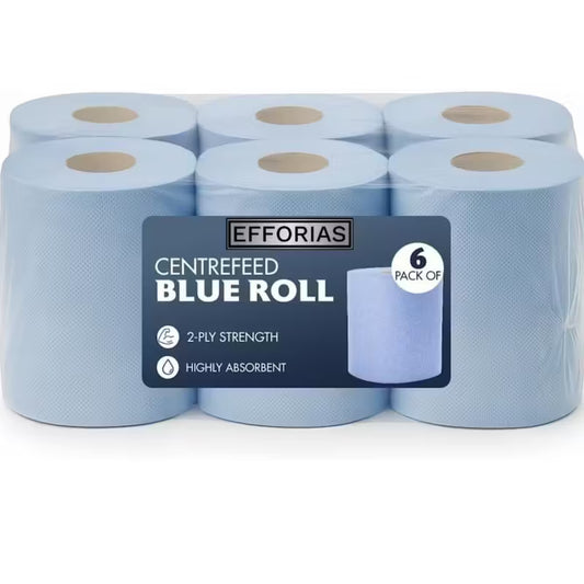 Efforias Centrefeed Blue Rolls – 6 Pack, 2-Ply, 100m