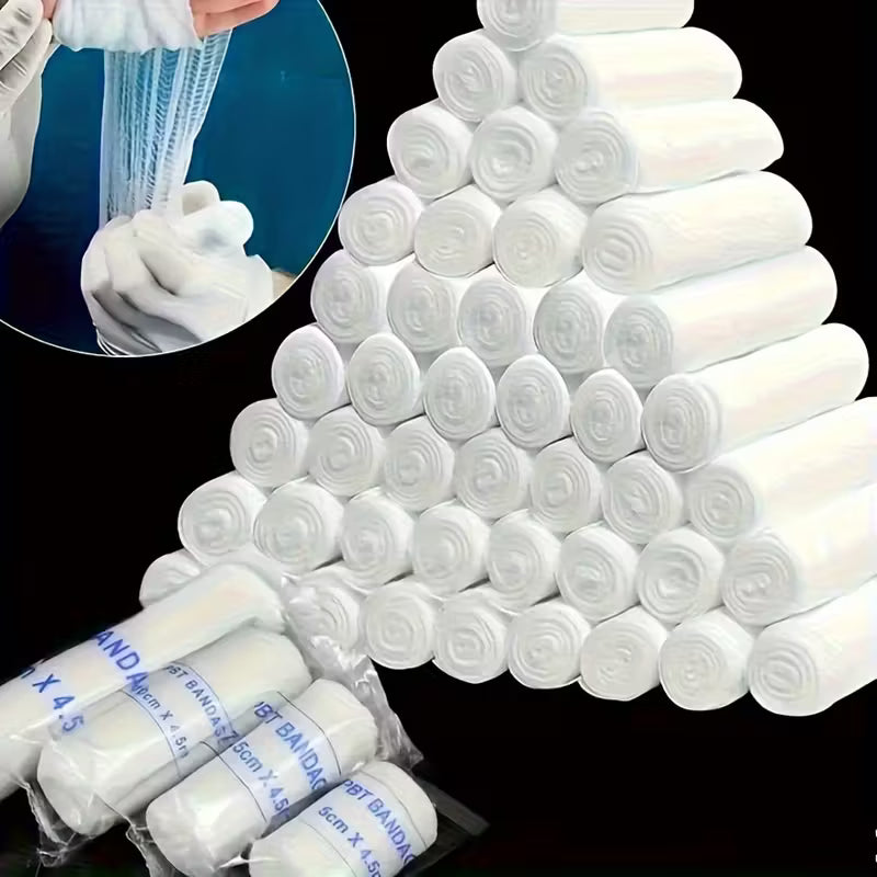 10pcs Elastic Bandage Dressings – Breathable White Gauze
