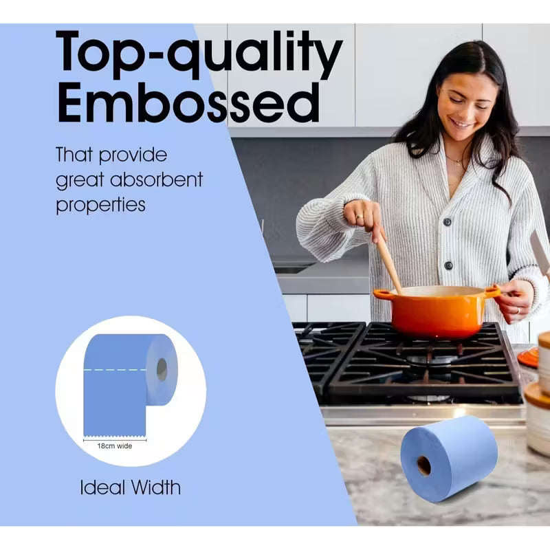 Efforias Centrefeed Blue Rolls – 6 Pack, 2-Ply, 100m