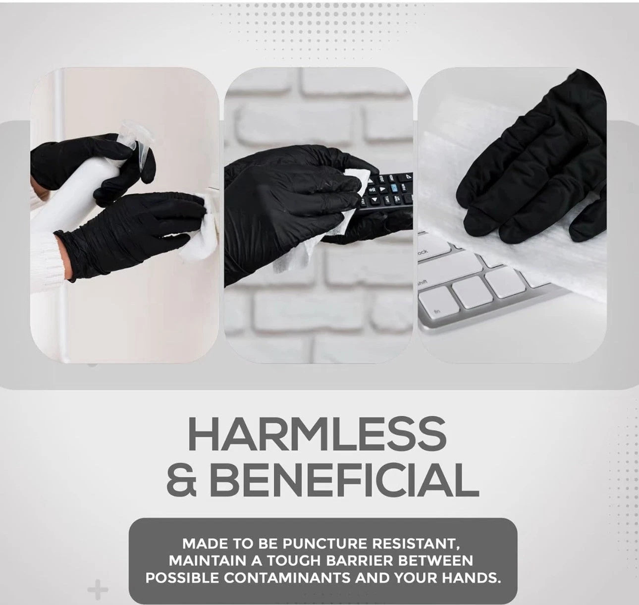 RAP Black Nitrile Disposable Gloves, Powder-Free, Box of 100