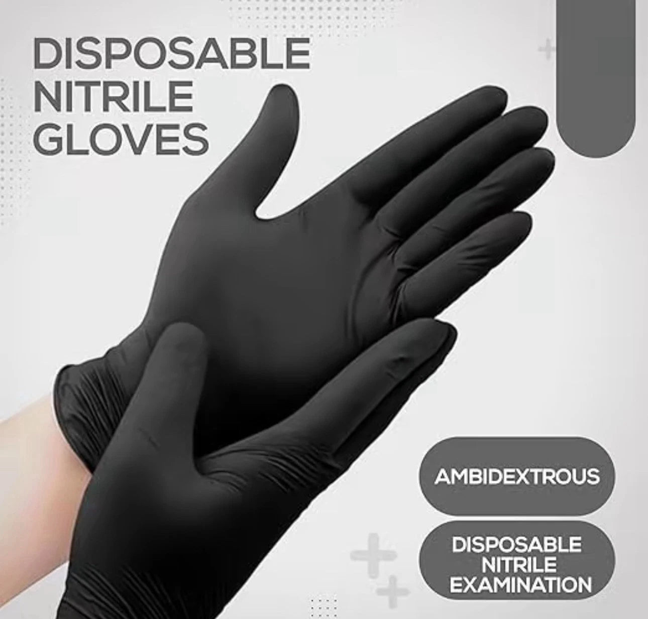 RAP Black Nitrile Disposable Gloves, Powder-Free, Box of 100