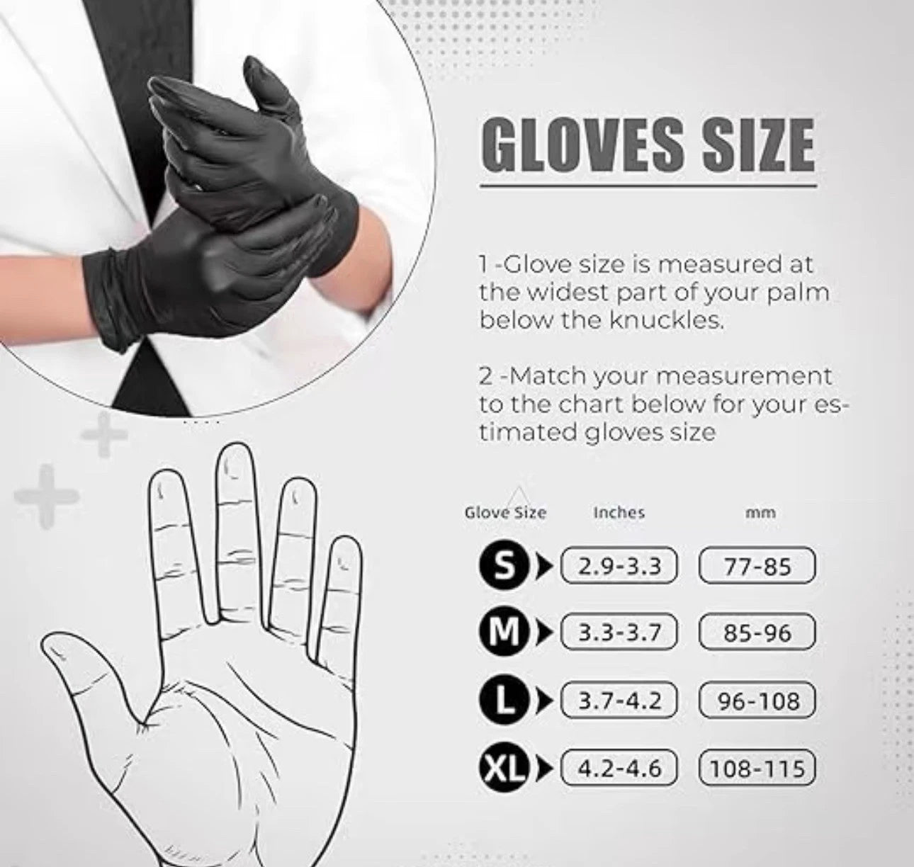 RAP Black Nitrile Disposable Gloves, Powder-Free, Box of 100